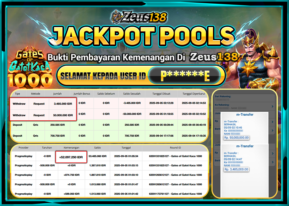 ZEUS138 GATES OF GATOT KACA 1000 RP.53.485.000 LUNAS